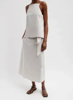 Eco Poplin Cropped Square Neck Criss Cross Tank-Tibi Online