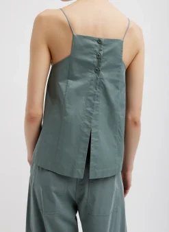 Eco Poplin Cropped Square Neck Criss Cross Tank-Tibi Best