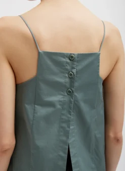 Eco Poplin Cropped Square Neck Criss Cross Tank-Tibi Best