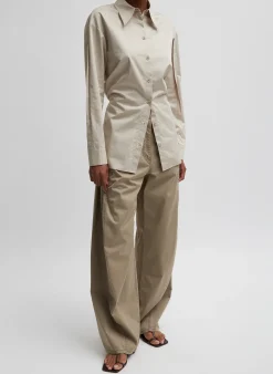 Eco Poplin Shirt With Tucked Sleeve-Tibi Sale