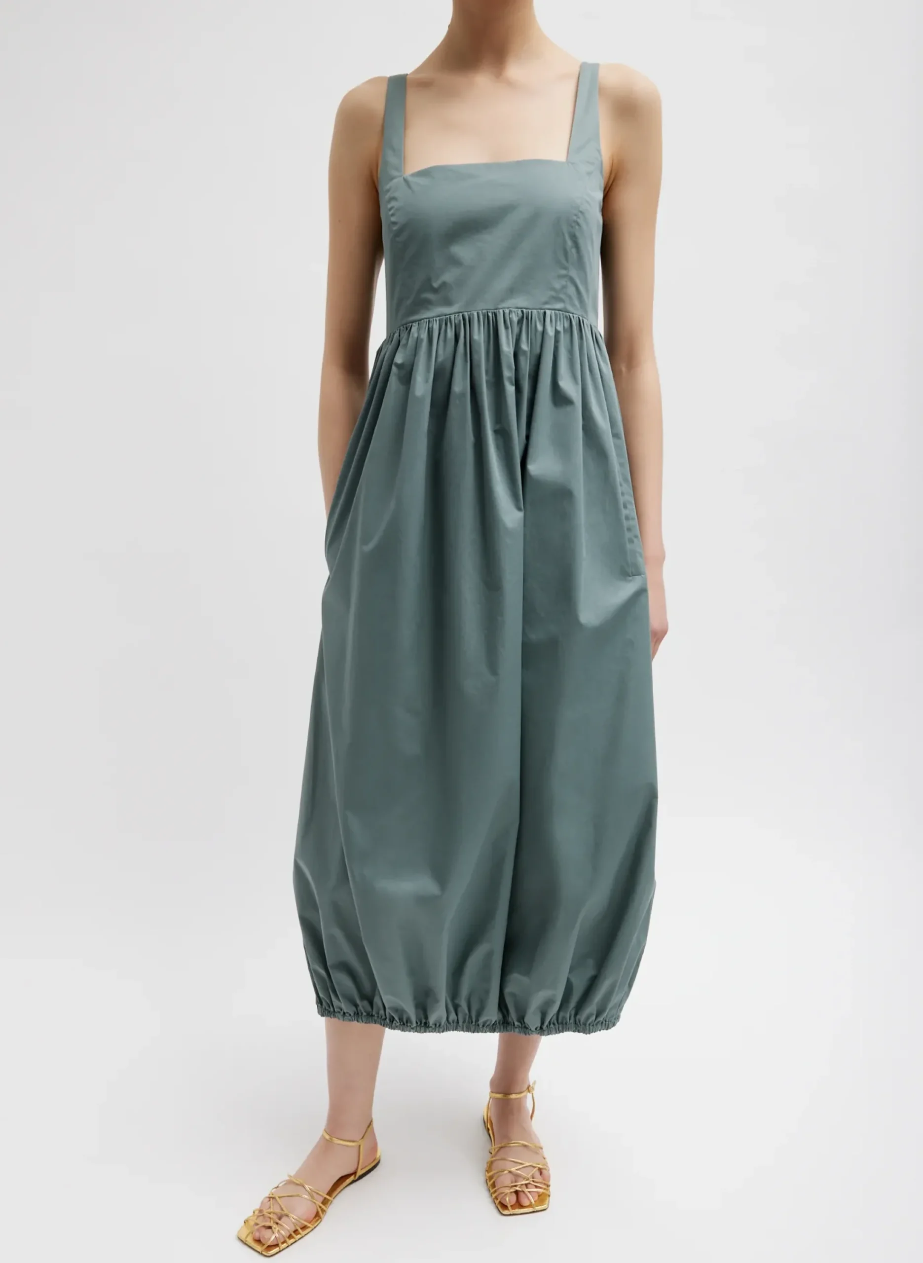 Eco Poplin Square Neck Sculpted Dress-Tibi New