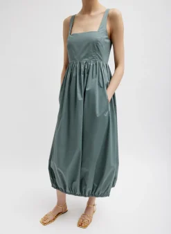 Eco Poplin Square Neck Sculpted Dress-Tibi New