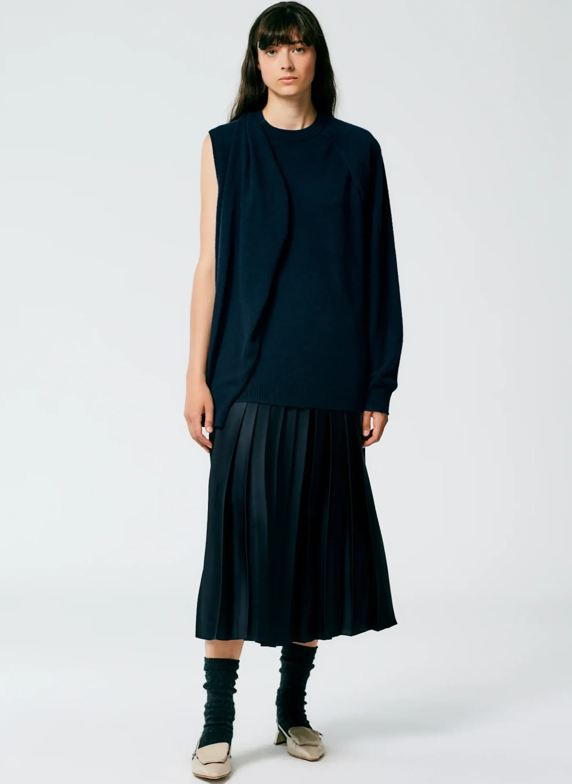 Feather Weight Cashmere Easy Cocoon Tunic-Tibi Discount