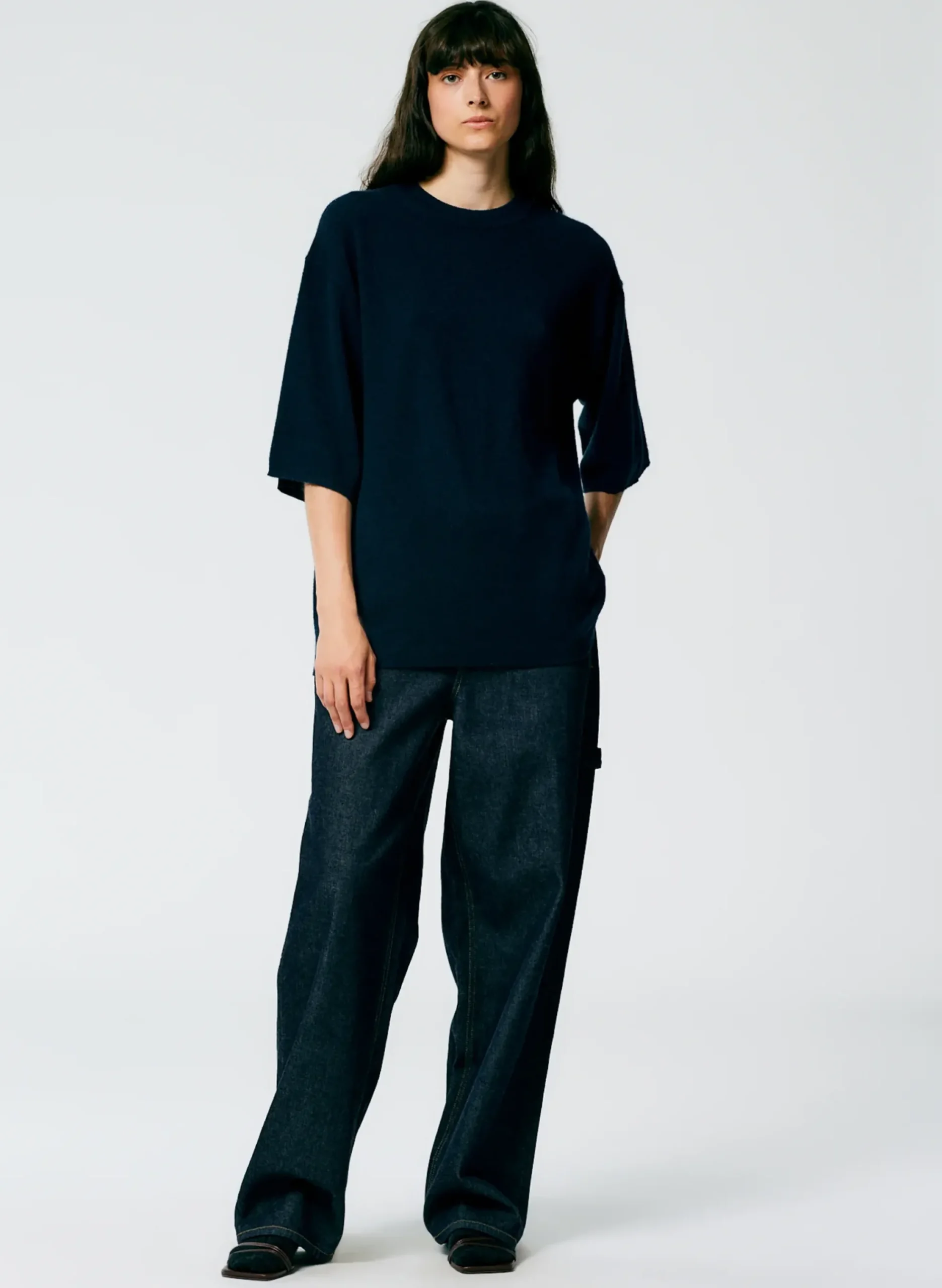 Feather Weight Cashmere Oversized Easy T-Shirt-Tibi Online