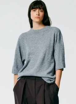 Feather Weight Cashmere Oversized Easy T-Shirt-Tibi Hot