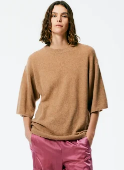 Feather Weight Cashmere Oversized Easy T-Shirt-Tibi Fashion