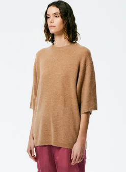 Feather Weight Cashmere Oversized Easy T-Shirt-Tibi Fashion