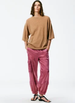Feather Weight Cashmere Oversized Easy T-Shirt-Tibi Fashion