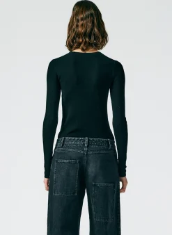 Feather Weight Ribbed Crewneck Pullover Sweater-Tibi Discount