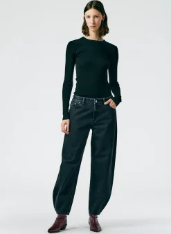 Feather Weight Ribbed Crewneck Pullover Sweater-Tibi Discount