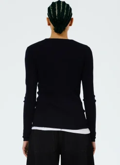 Feather Weight Ribbed Crewneck Pullover Sweater-Tibi Fashion
