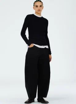 Feather Weight Ribbed Crewneck Pullover Sweater-Tibi Fashion