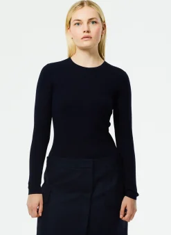 Feather Weight Ribbed Crewneck Pullover Sweater-Tibi Fashion