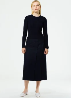 Feather Weight Ribbed Crewneck Pullover Sweater-Tibi Fashion
