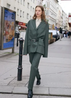 Grain De Poudre Liam Blazer With Slit Zipper Detail-Tibi Outlet