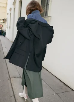 Grain De Poudre Liam Blazer With Slit Zipper Detail-Tibi New