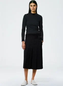 Grain De Poudre Wide Pleat Wrap Skirt-Tibi New