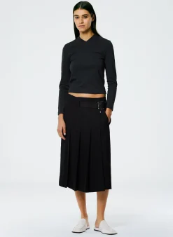 Grain De Poudre Wide Pleat Wrap Skirt-Tibi New