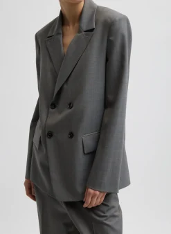 Grant Suiting Double Breasted Blazer-Tibi Discount