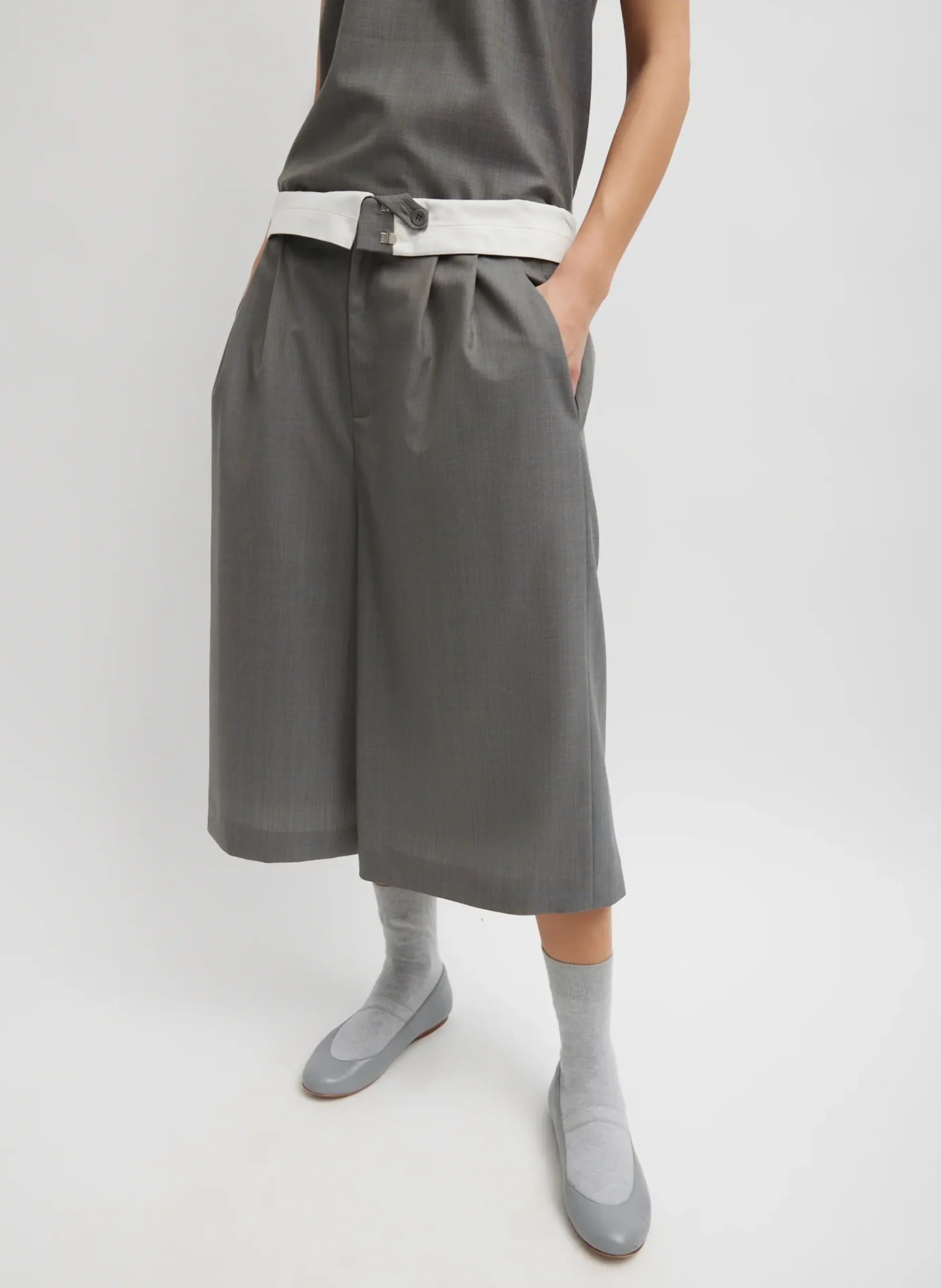 Grant Suiting Fold Over Long Short-Tibi Clearance