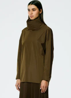 Italian Sporty Nylon Cowl Neck Top-Tibi New