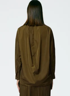 Italian Sporty Nylon Cowl Neck Top-Tibi New