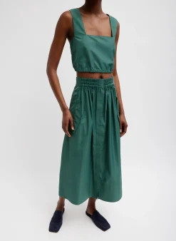 Italian Sporty Nylon Cropped Square Neck Top-Tibi Discount