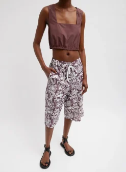 Italian Sporty Nylon Cropped Square Neck Top-Tibi Outlet