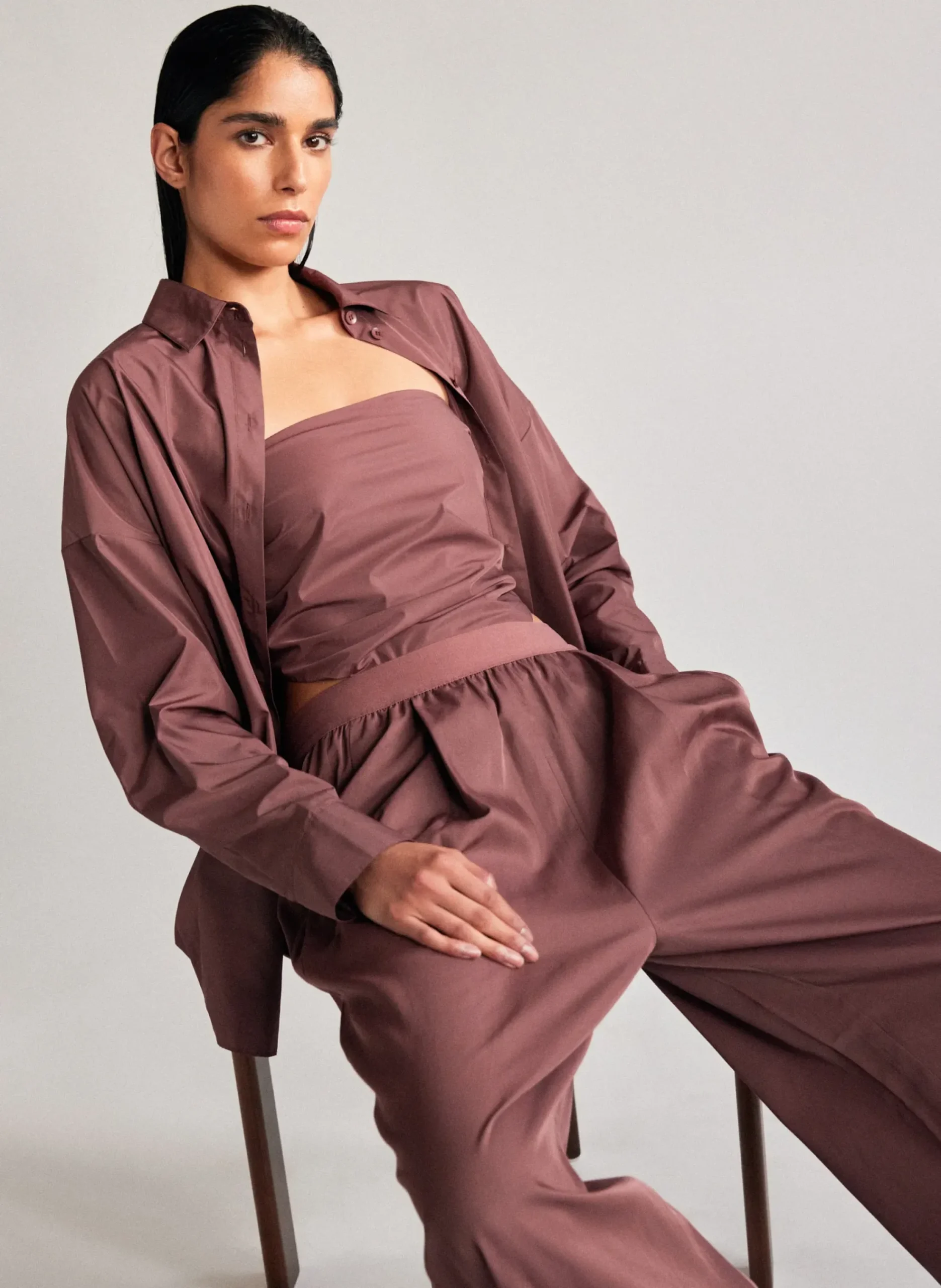 Italian Sporty Nylon Shirt With Cocoon Back-Tibi New