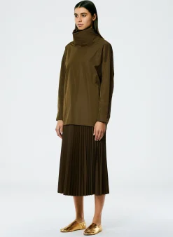 Italian Sporty Nylon Sunray Pleated Pull On Skirt-Tibi Hot