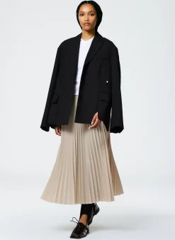 Italian Sporty Nylon Sunray Pleated Pull On Skirt-Tibi Best