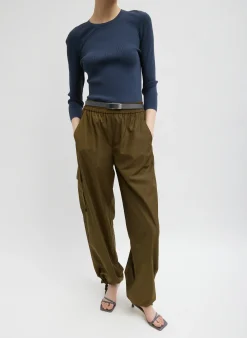 Italian Sporty Nylon Wide Leg Pull On Pant-Tibi Online