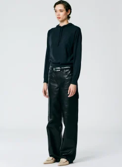 Leather Slouchy Carpenter Pant-Tibi New