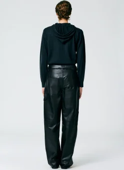 Leather Slouchy Carpenter Pant-Tibi New