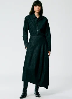 Light Weight Stone Washed Denim Asymmetrical Balloon Skirt - Petite-Tibi Clearance