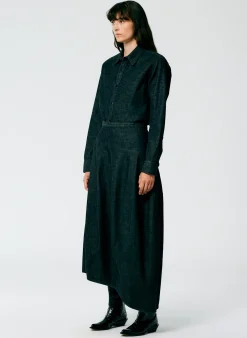 Light Weight Stone Washed Denim Asymmetrical Balloon Skirt - Regular-Tibi Best