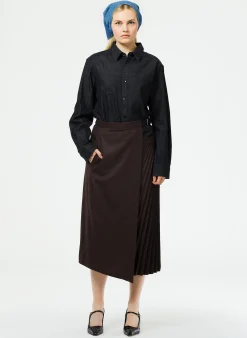 Light Weight Stone Washed Denim Charlie Slim Shirt-Tibi Hot