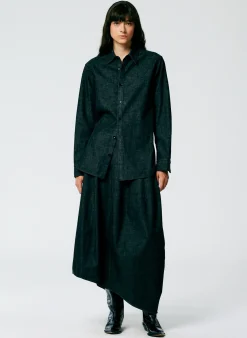 Light Weight Stone Washed Denim Charlie Slim Shirt-Tibi Hot