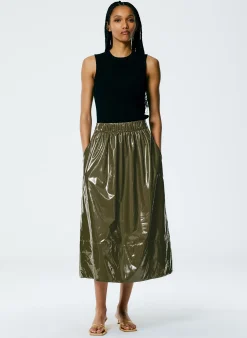 Light Weight Stretch Patent Smocking Waistband Full Skirt-Tibi Outlet