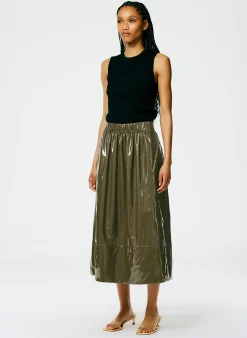 Light Weight Stretch Patent Smocking Waistband Full Skirt-Tibi Outlet