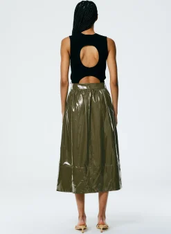 Light Weight Stretch Patent Smocking Waistband Full Skirt-Tibi Outlet