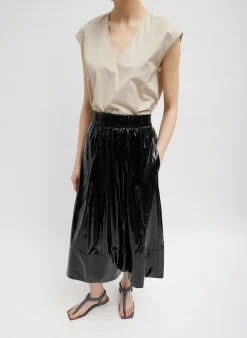Light Weight Stretch Patent Smocking Waistband Full Skirt-Tibi Sale