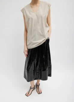 Light Weight Stretch Patent Smocking Waistband Full Skirt-Tibi Sale