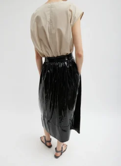 Light Weight Stretch Patent Smocking Waistband Full Skirt-Tibi Sale