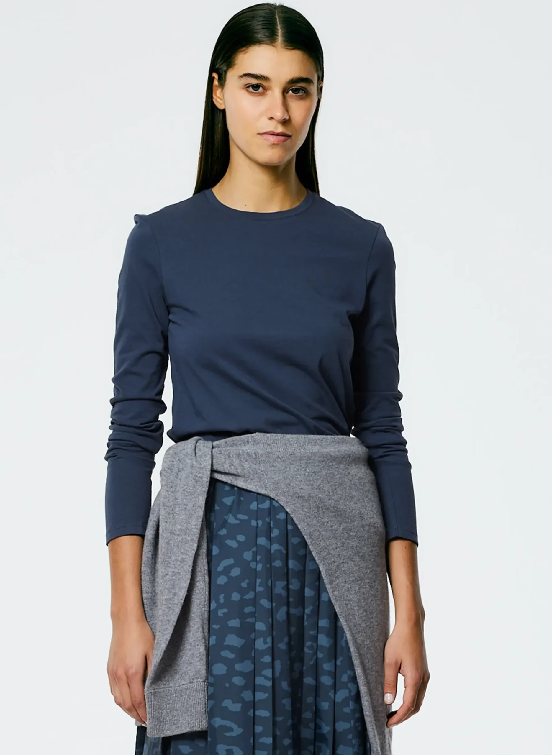 Long Sleeve Fitted T-Shirt-Tibi Online