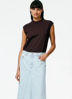 Mock Neck Sleeveless T-Shirt-Tibi Outlet
