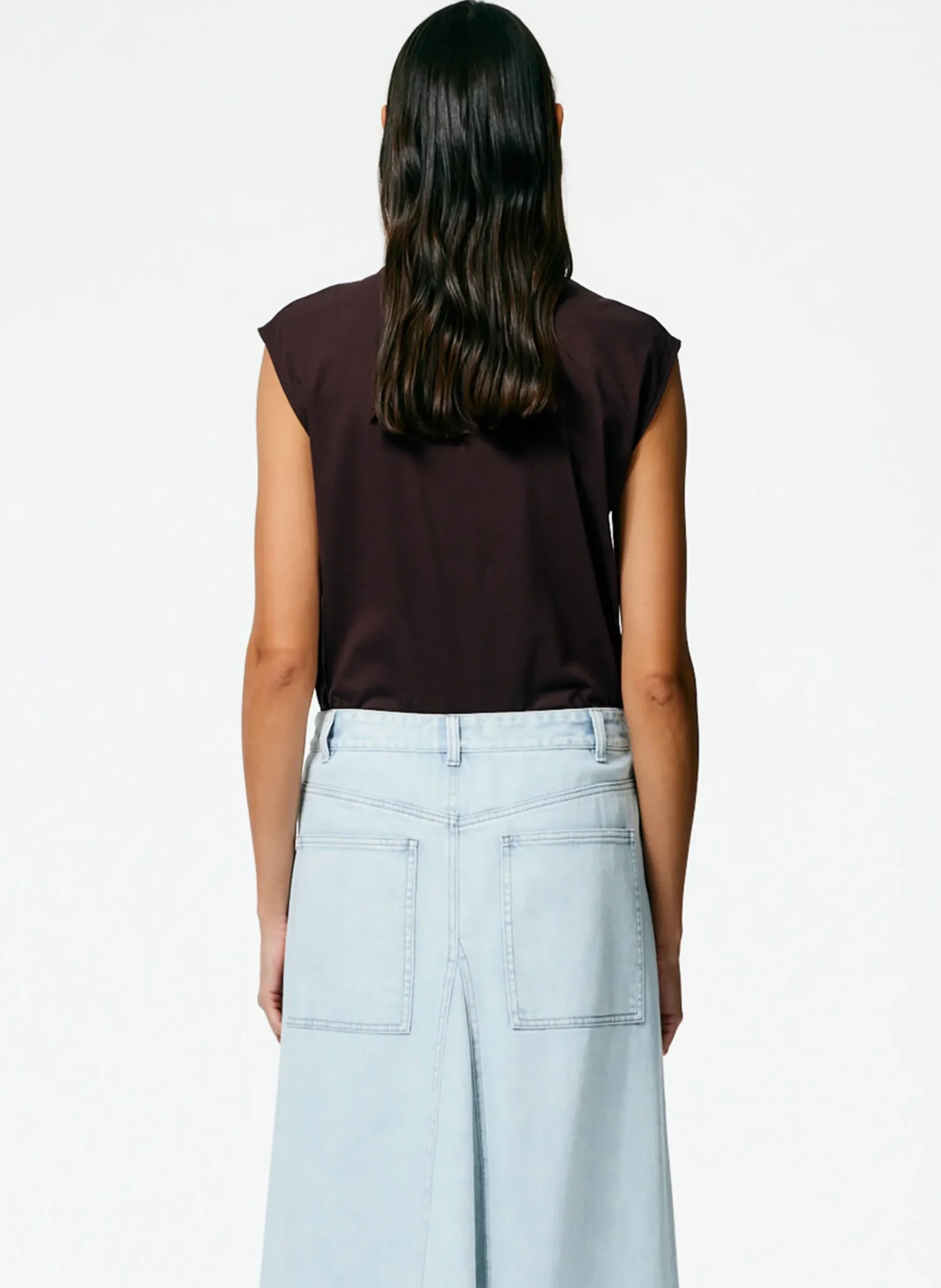 Mock Neck Sleeveless T-Shirt-Tibi Outlet