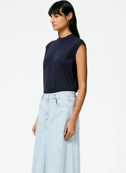 Mock Neck Sleeveless T-Shirt-Tibi Discount
