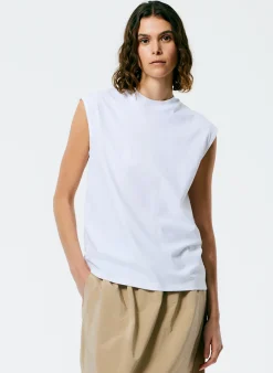 Mock Neck Sleeveless T-Shirt-Tibi Online