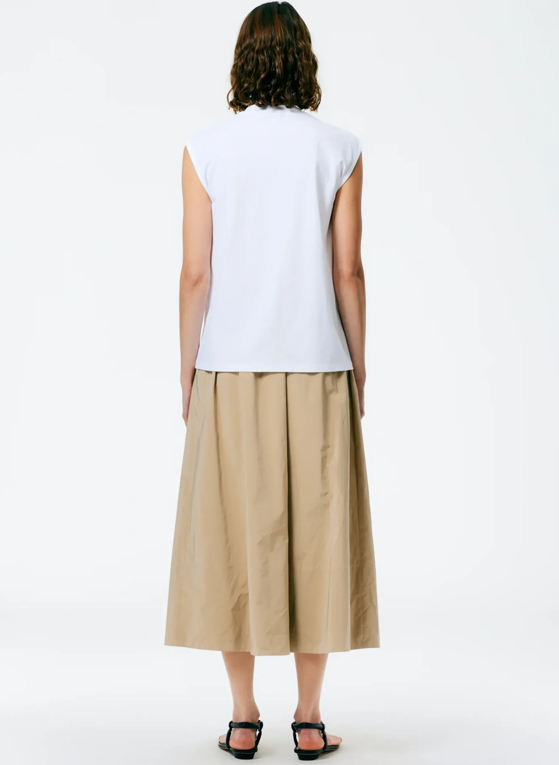 Mock Neck Sleeveless T-Shirt-Tibi Online